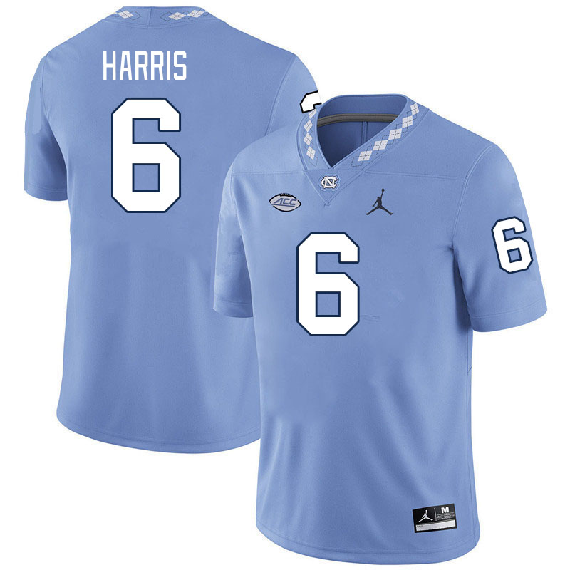 Men #6 Joshua Harris North Carolina Tar Heels College Football Jerseys Stitched-Carolina Blue